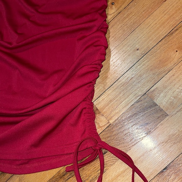 Wine Red Drawstring Dress - Picture 6 of 6